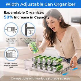 BingoHive 4-pack can organizer in fridge helps keep beverages neatly sorted.