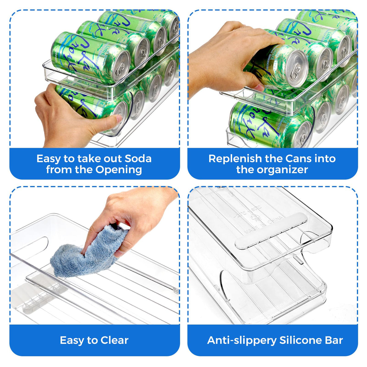 BingoHive rolling soda can organizer double-layer design keeping cans organized
