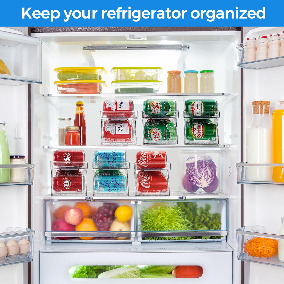 BingoHive rolling soda can organizer gravity tilt feature in use