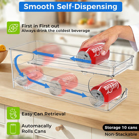 BingoHive rolling soda can organizer transparent PET material close-up