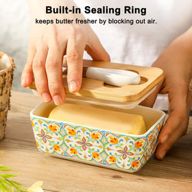 BINGWUHUOA butter dish with cottage floral pattern enhances kitchen decor
