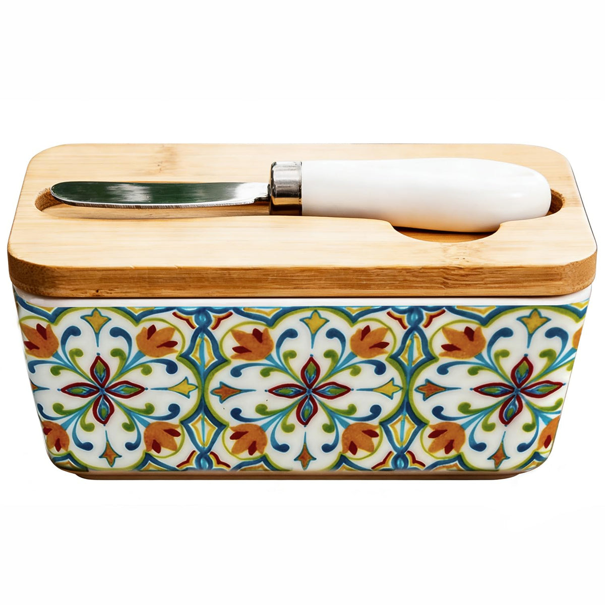 BINGWUHUOA butter dish with lid and knife on counter keeps butter fresh
