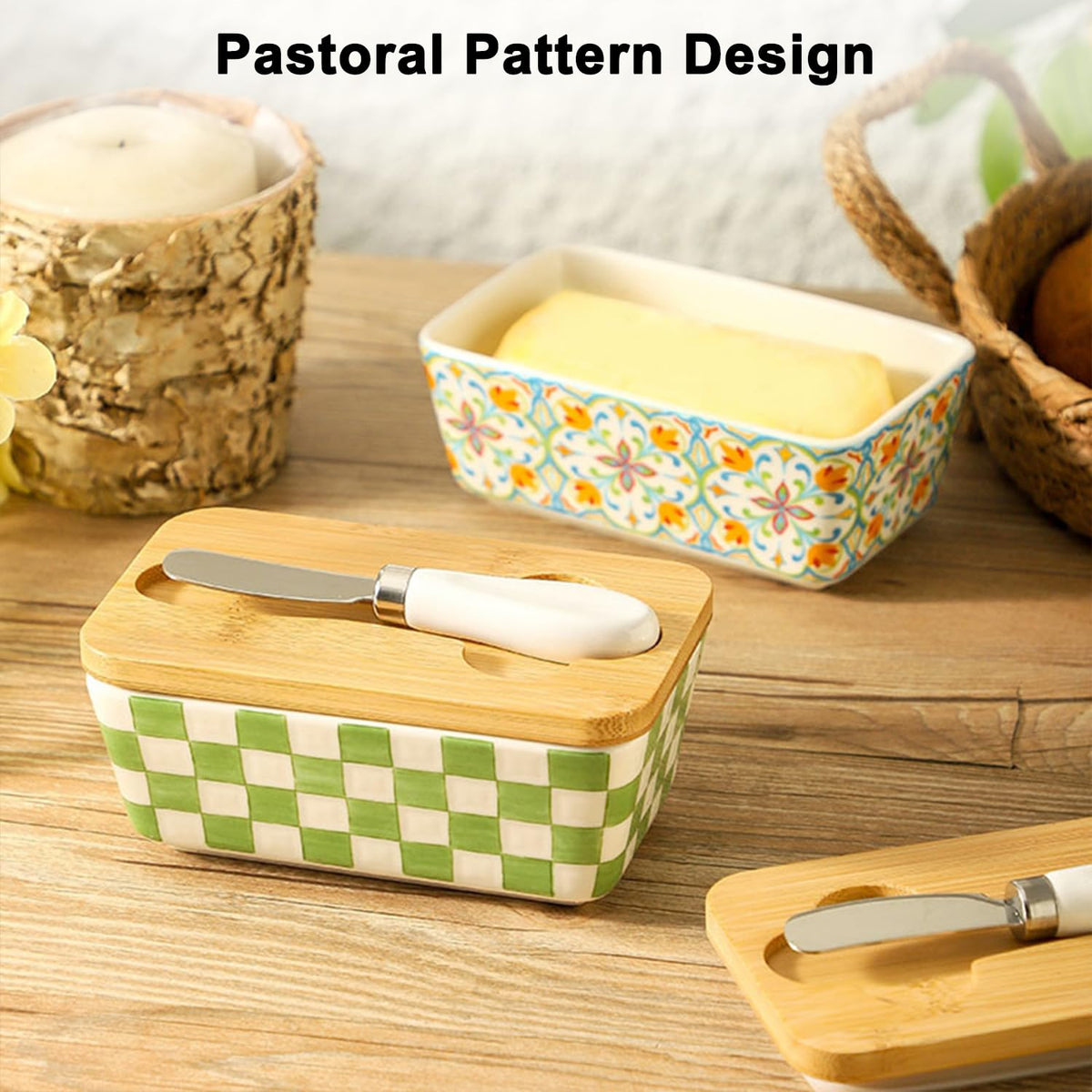 BINGWUHUOA butter keeper on countertop or in fridge for versatile storage