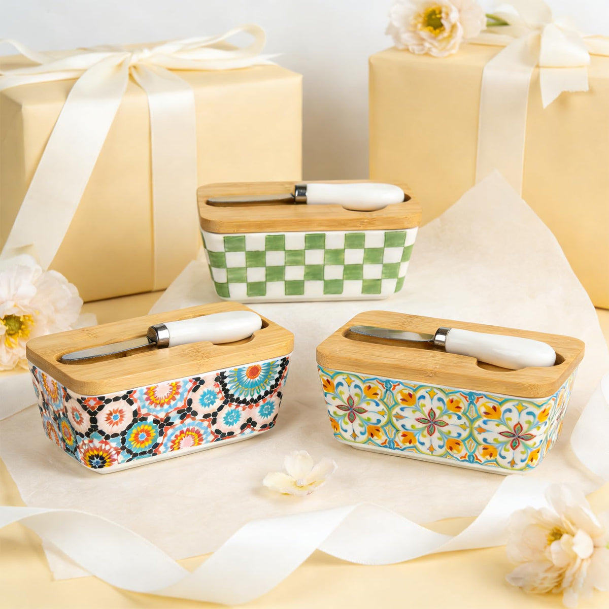 BINGWUHUOA floral butter keeper showcased during family meals