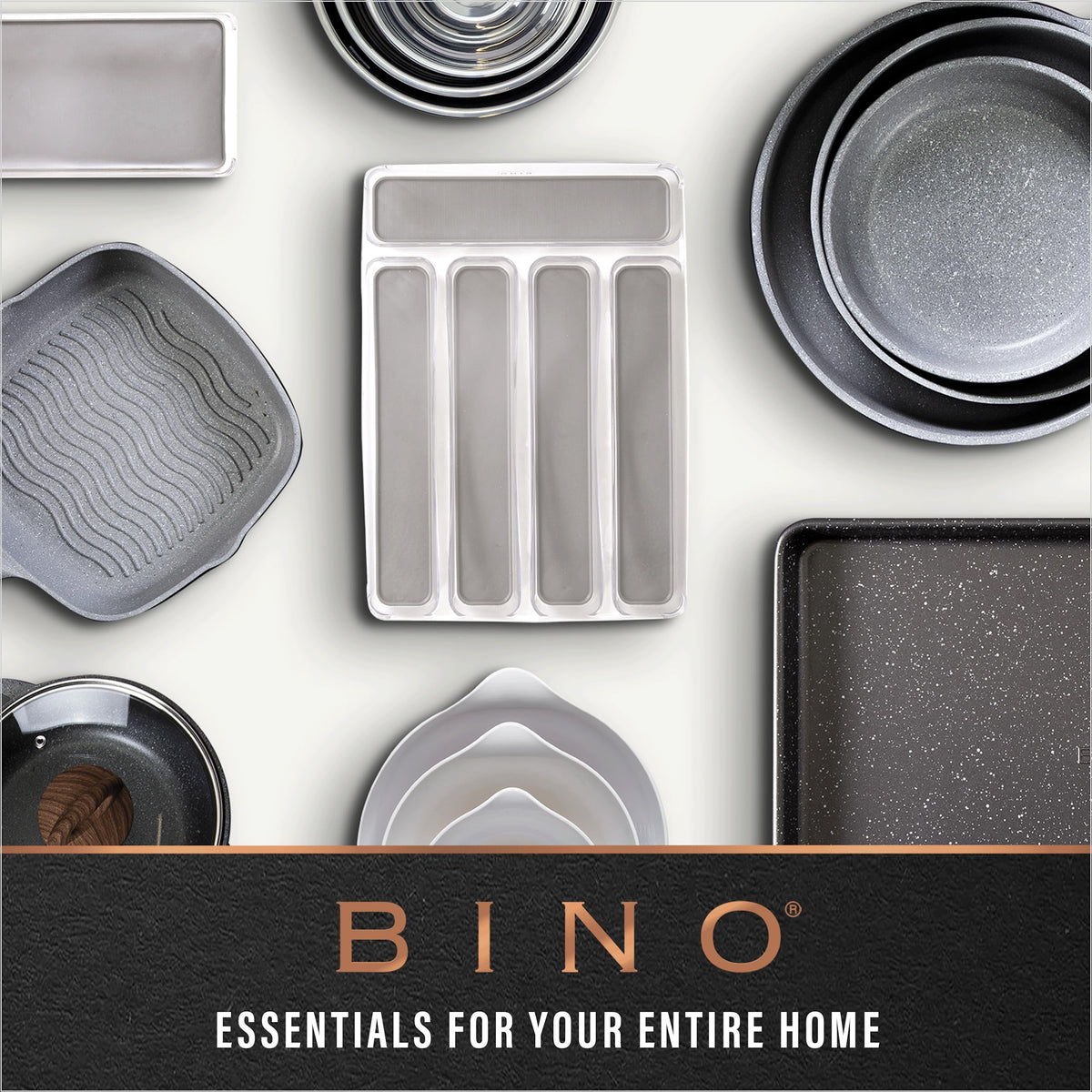 BINO bathroom organizer bin helps declutter vanity shelves and keep supplies accessible.