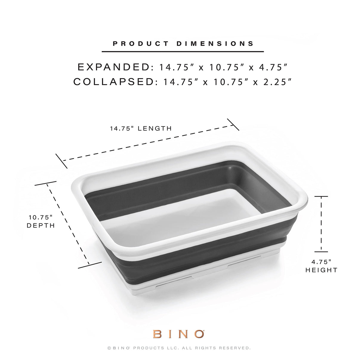 BINO collapsible wash basin folded compactly for easy storage.