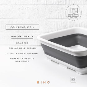 BINO collapsible wash basin open to show expanded size for dishwashing and soaking.