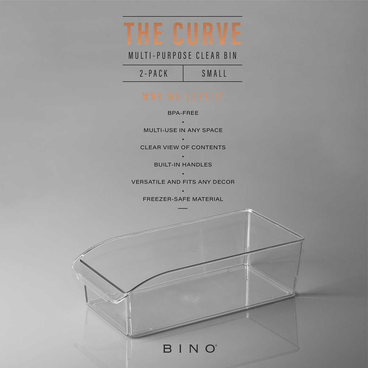 BINO Curve small bin on pantry shelf keeps snacks organized and visible