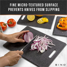 BINO dishwasher-safe board simplifies cleaning after meal prep.