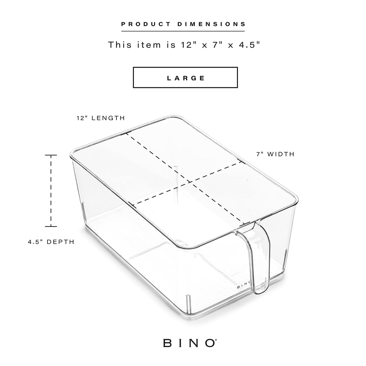 BINO fridge organizer transparent bin helps spot groceries at a glance.