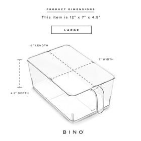 BINO fridge organizer transparent bin helps spot groceries at a glance.