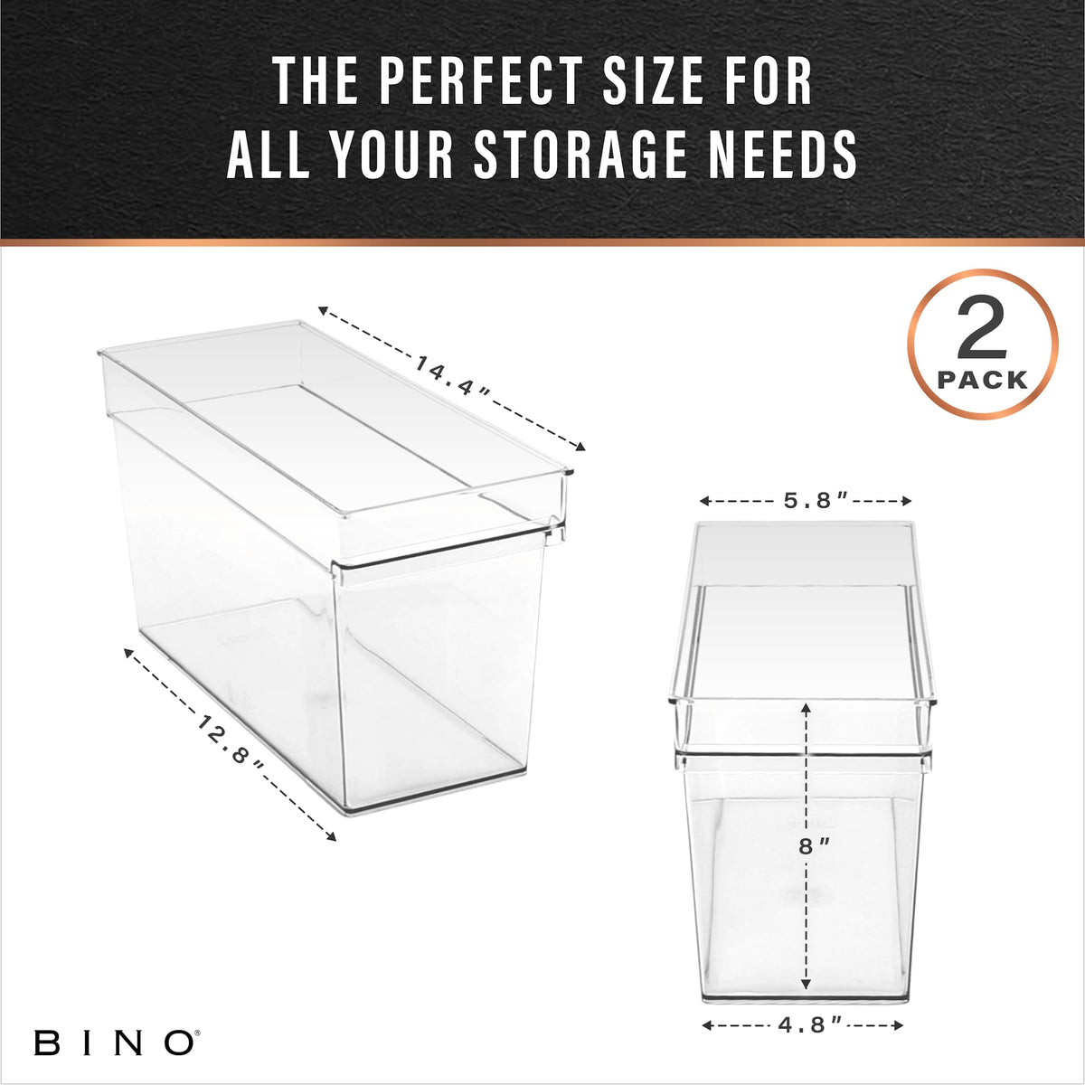 BINO storage bin with transparent body for fridge and pantry checks