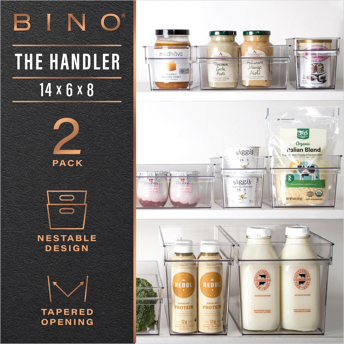 BINO Handler Collection bin side view shows clear body for quick identification