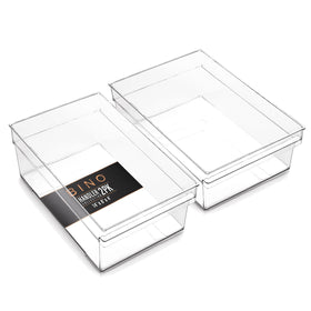 BINO large bin on pantry shelf for easy organization and clear visibility.