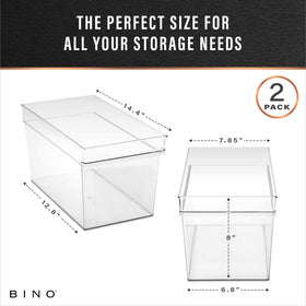 BINO large deep bin clear plastic shows contents at a glance