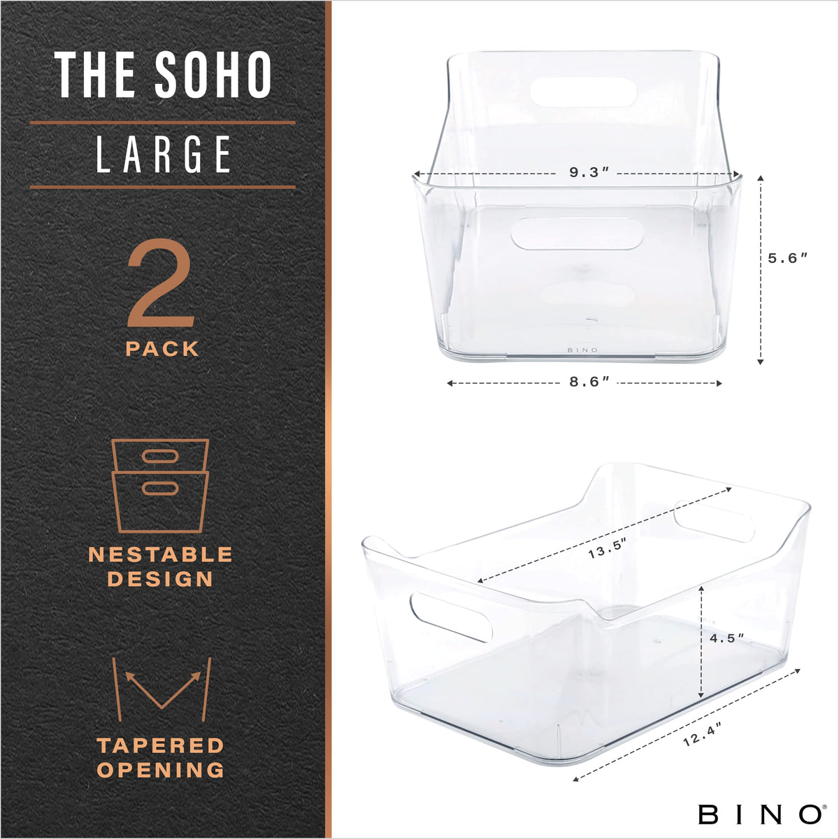 BINO bin with side handles for easy grip and transport