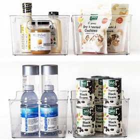 BINO Lodge fridge condiments organizer bin helps categorize ingredients.