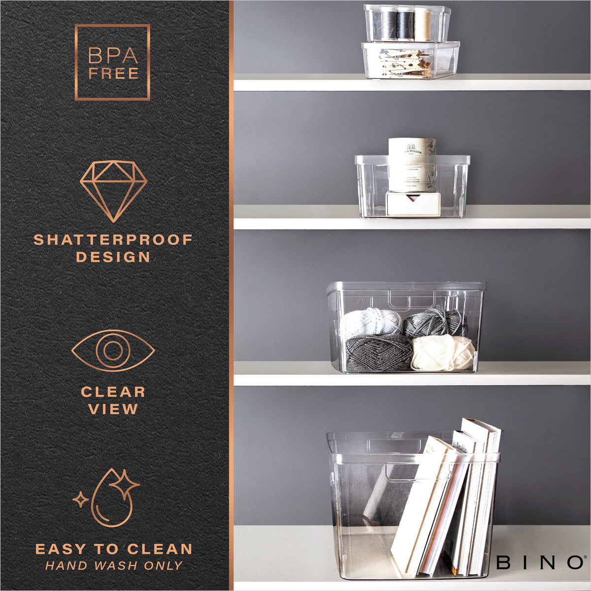 BINO Lucid bin BPA-free material supports everyday kitchen and home use