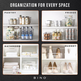 BINO Lucid bin on pantry shelf stores snacks in clear sight
