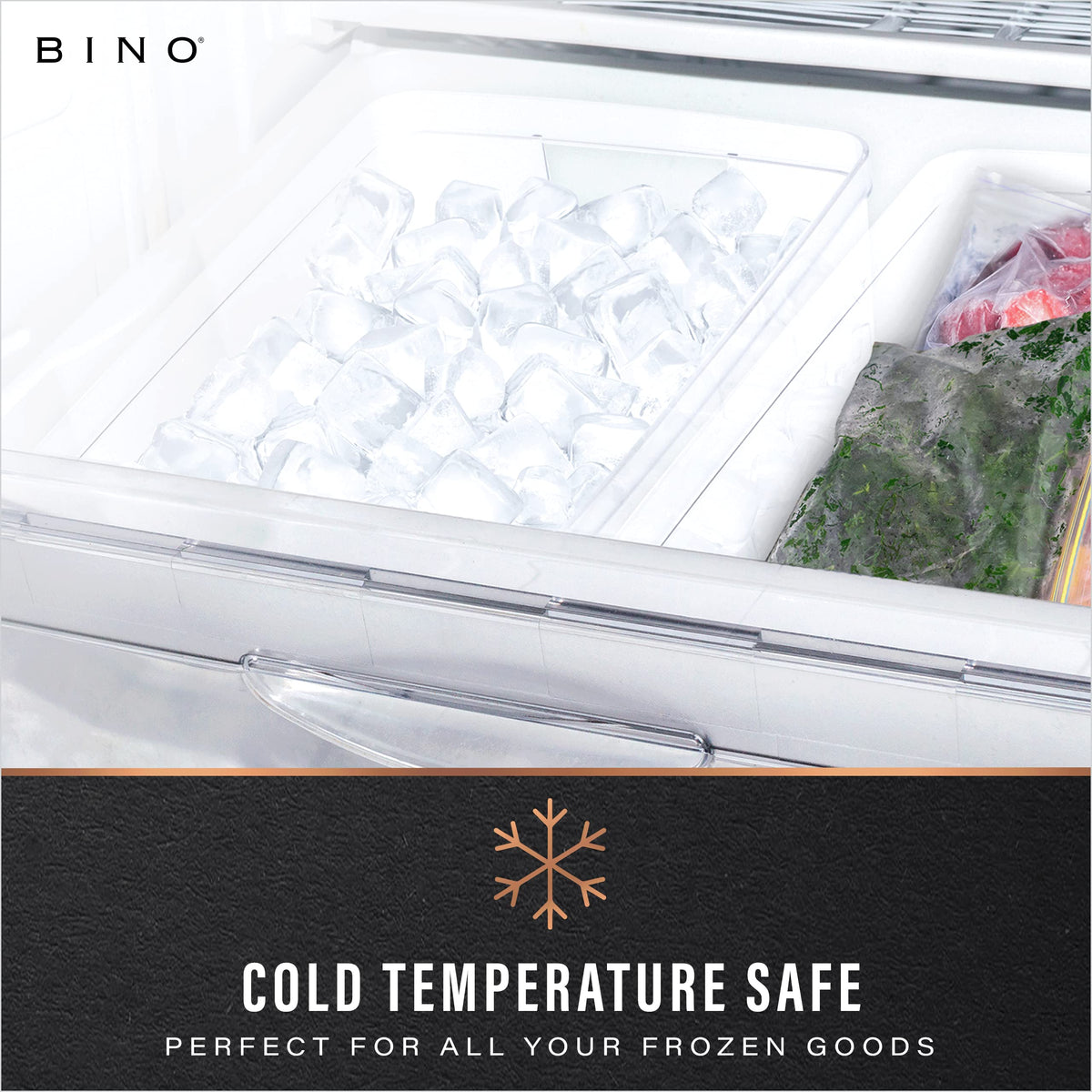 BINO Lucid Collection bin with built-in handles for portable transport.