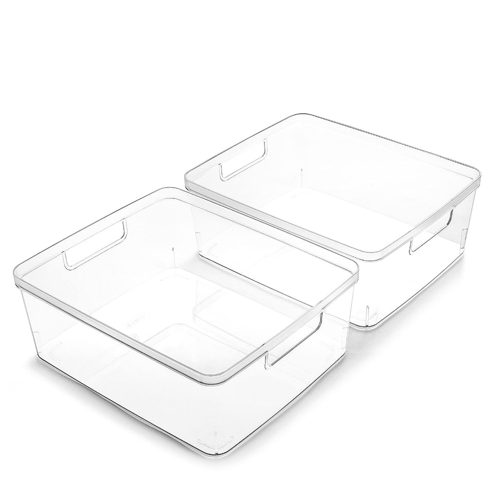 BINO Lucid Collection medium bin with built-in handles for easy pantry organization.