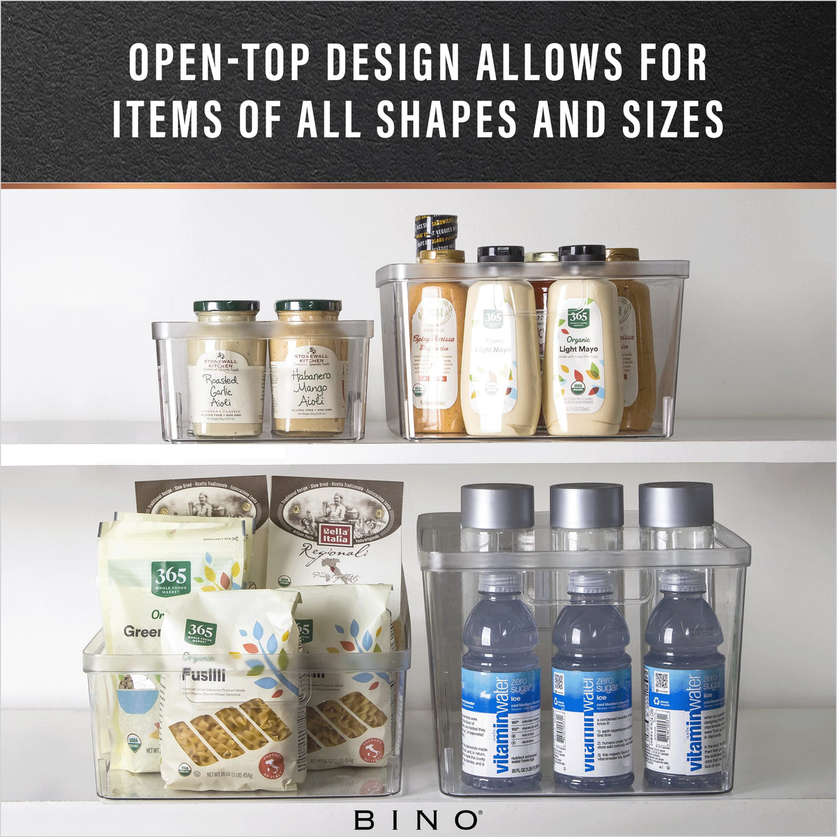 BINO Lucid small bin in pantry optimizing space and quick item finding