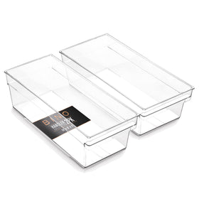 BINO mid-size storage bin with clear walls for pantry visibility and quick access.