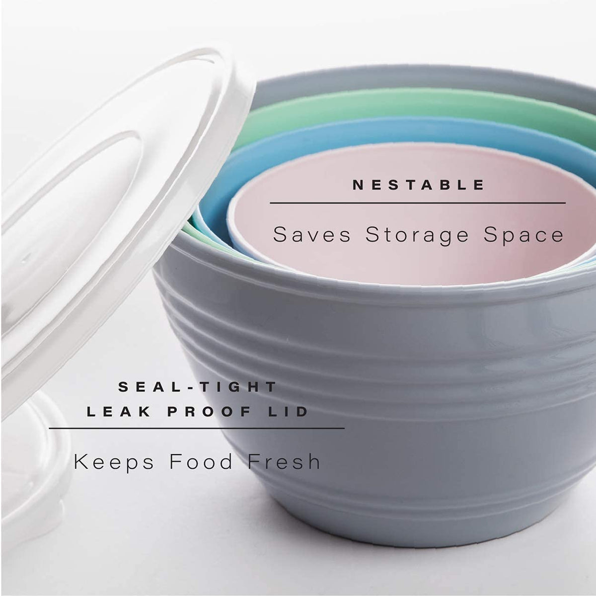 BINO mixing bowl set with clear lids for easy content checks