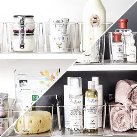 BINO nested storage bins clear design saves space when not in use.