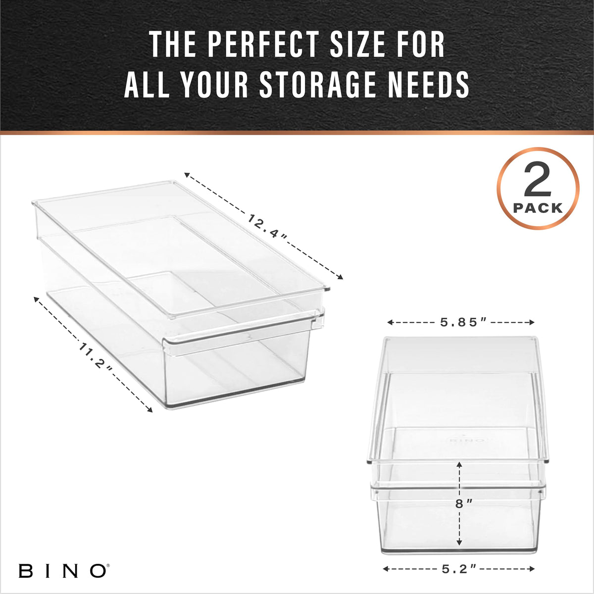 BINO pantry organizer bin helps maximize shelves with transparent, space-saving design.