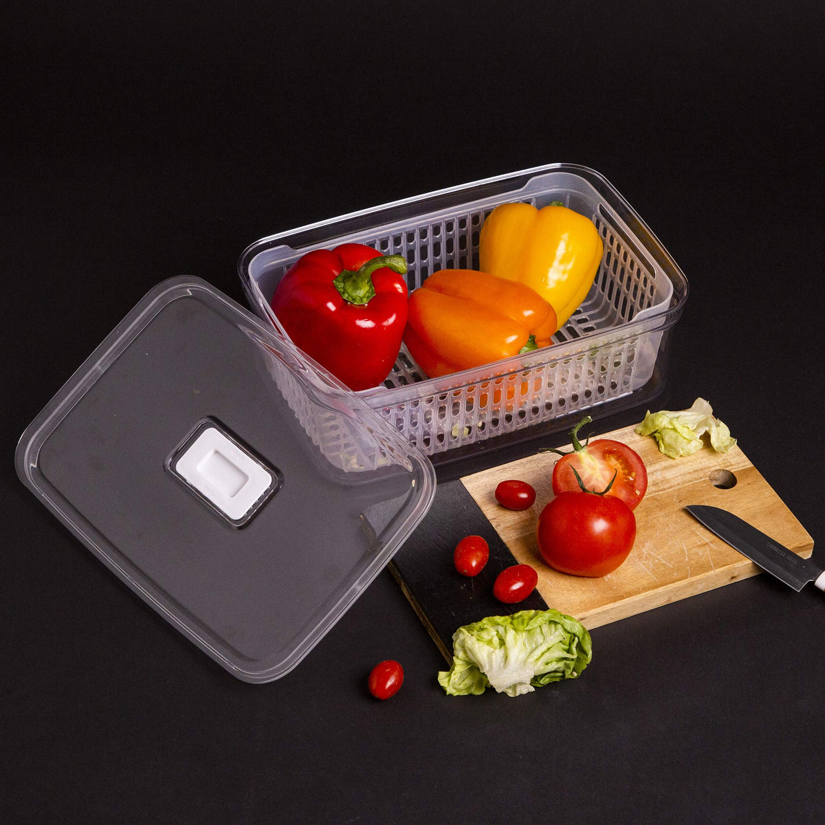 BINO Produce Saver freezer-safe container doubles as fridge organizer and pantry storage.
