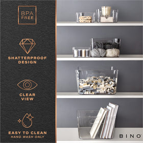 BINO rounded edges bin with smooth corners for kid-friendly handling.