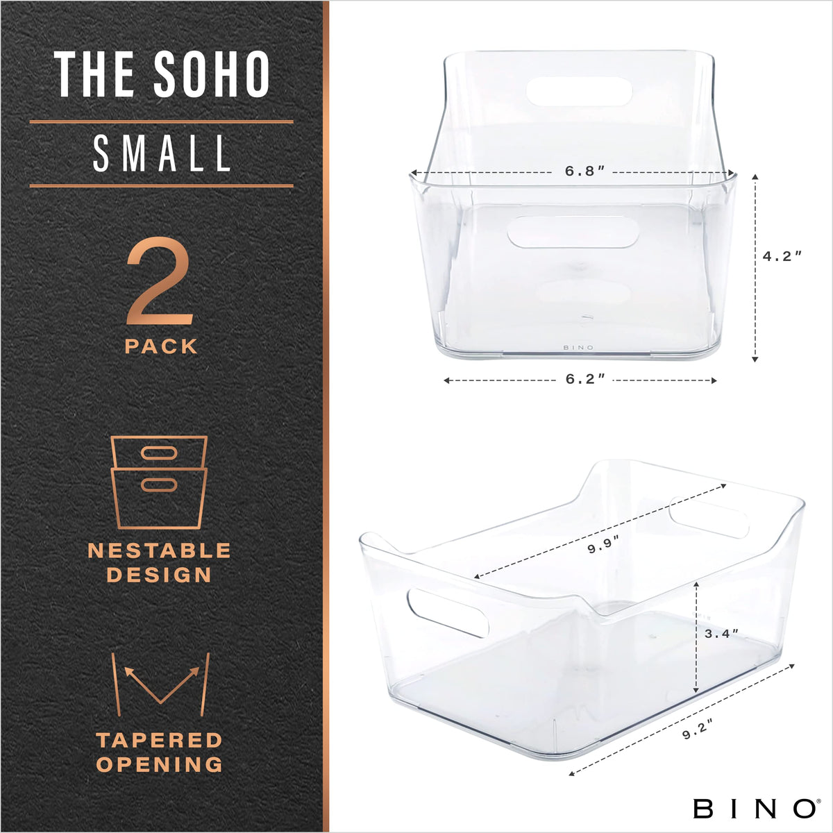 The Soho Collection pantry bin by BINO for visibility and clutter-free shelves.