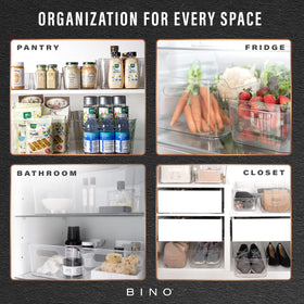 BINO clear bin stacked neatly to maximize fridge space