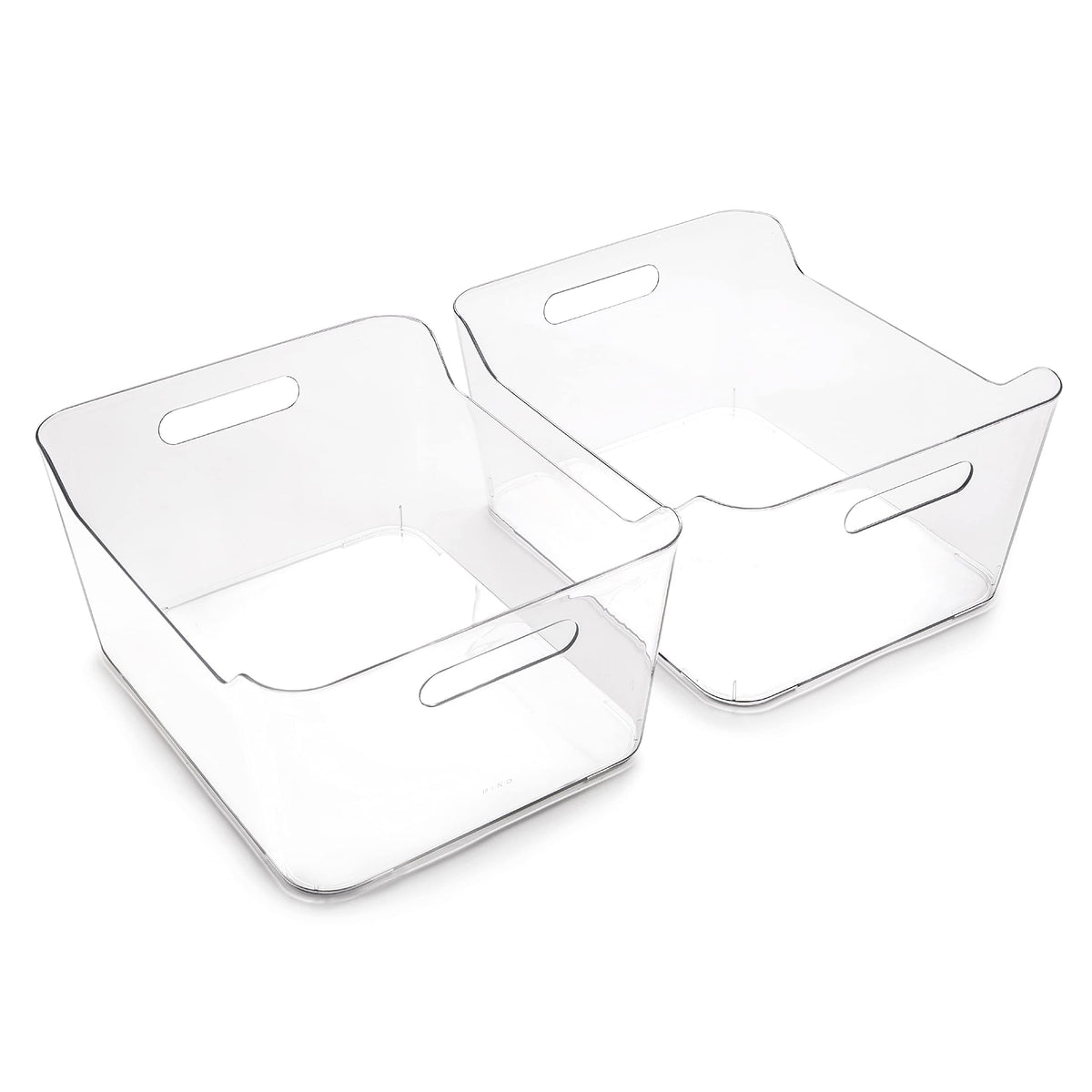 BINO X-Large plastic storage bin clear front view for pantry organization