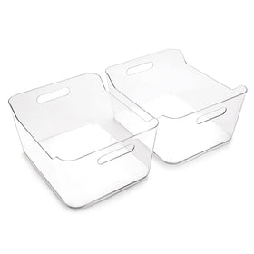 BINO X-Large plastic storage bin clear front view for pantry organization