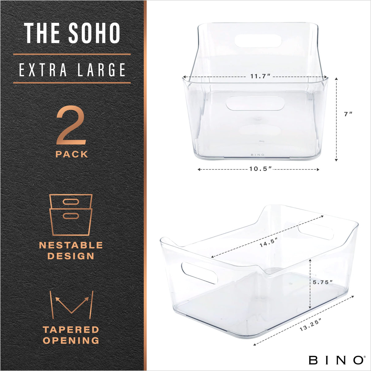 BINO X-Large bin clear top view highlighting wide opening and visibility