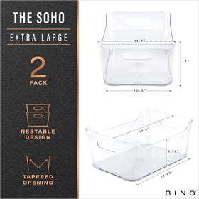 BINO X-Large bin clear top view highlighting wide opening and visibility