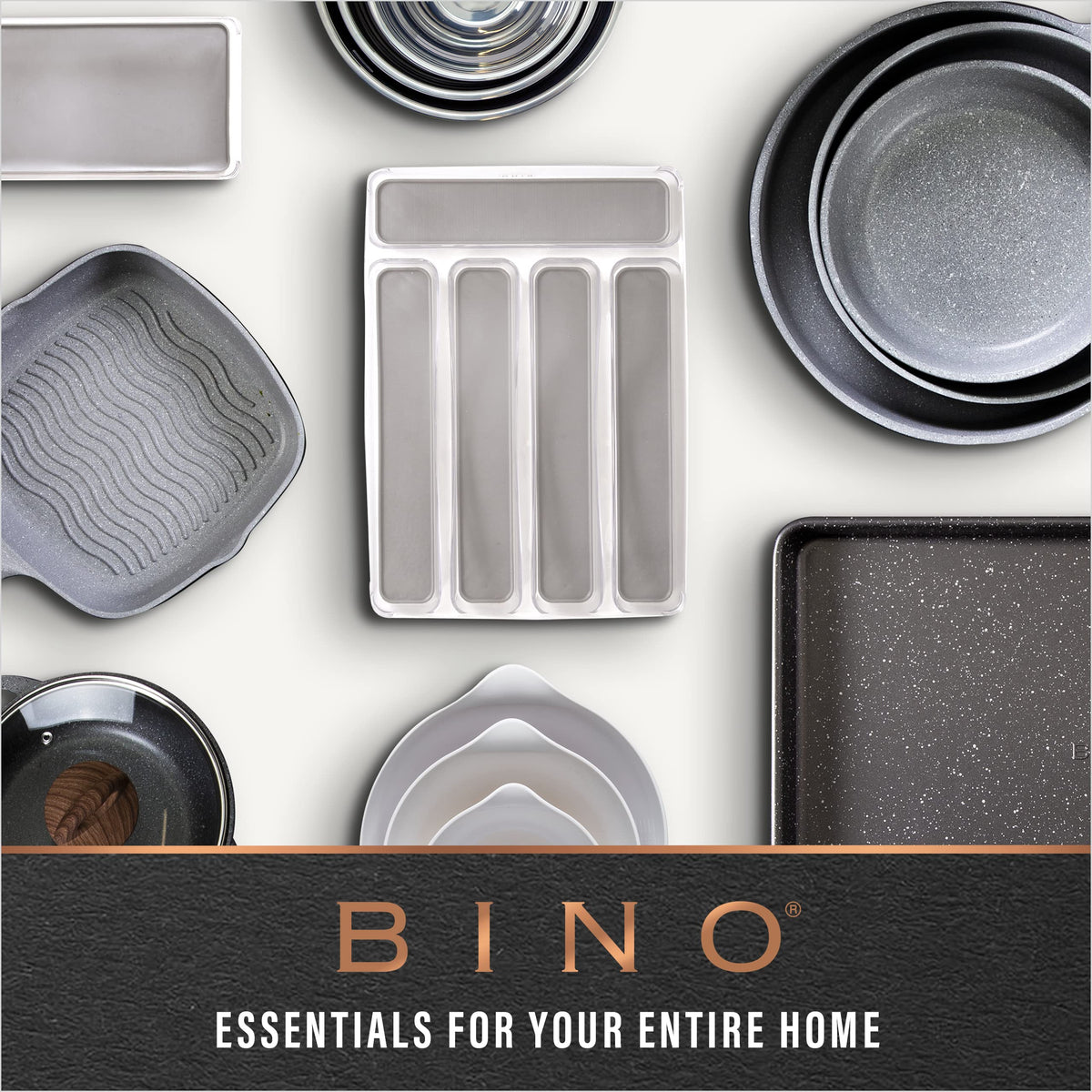 BINO versatile storage bin in clear plastic for laundry and shelves