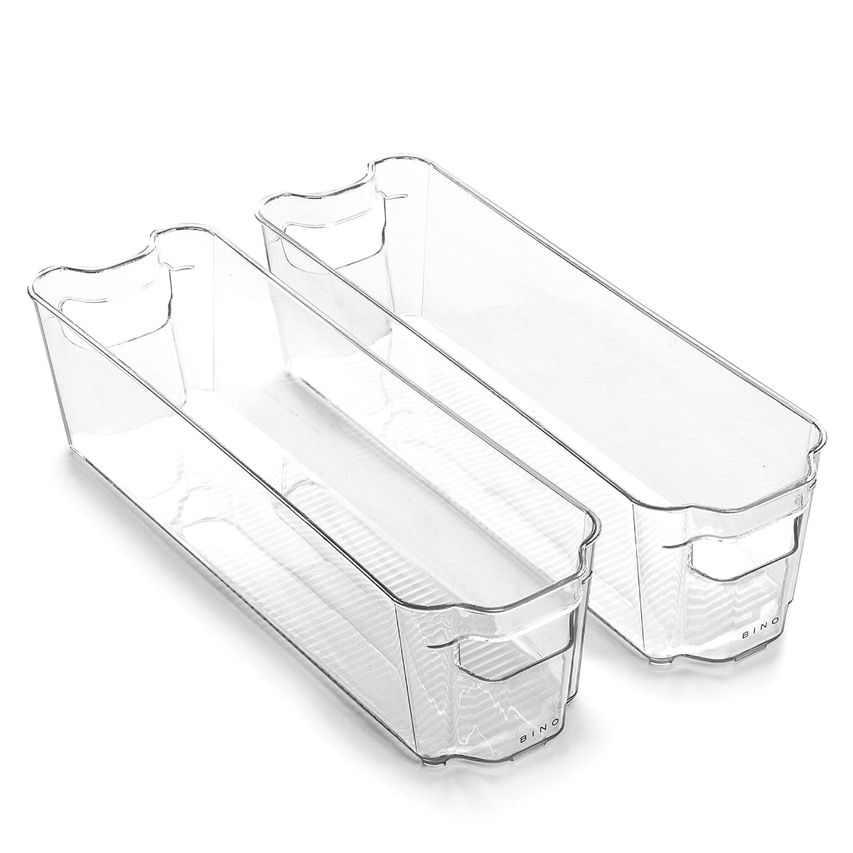 BINO small stackable bin clear front view aiding pantry organization.