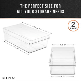 BINO The Handler large shallow bin in fridge for easy food grouping.