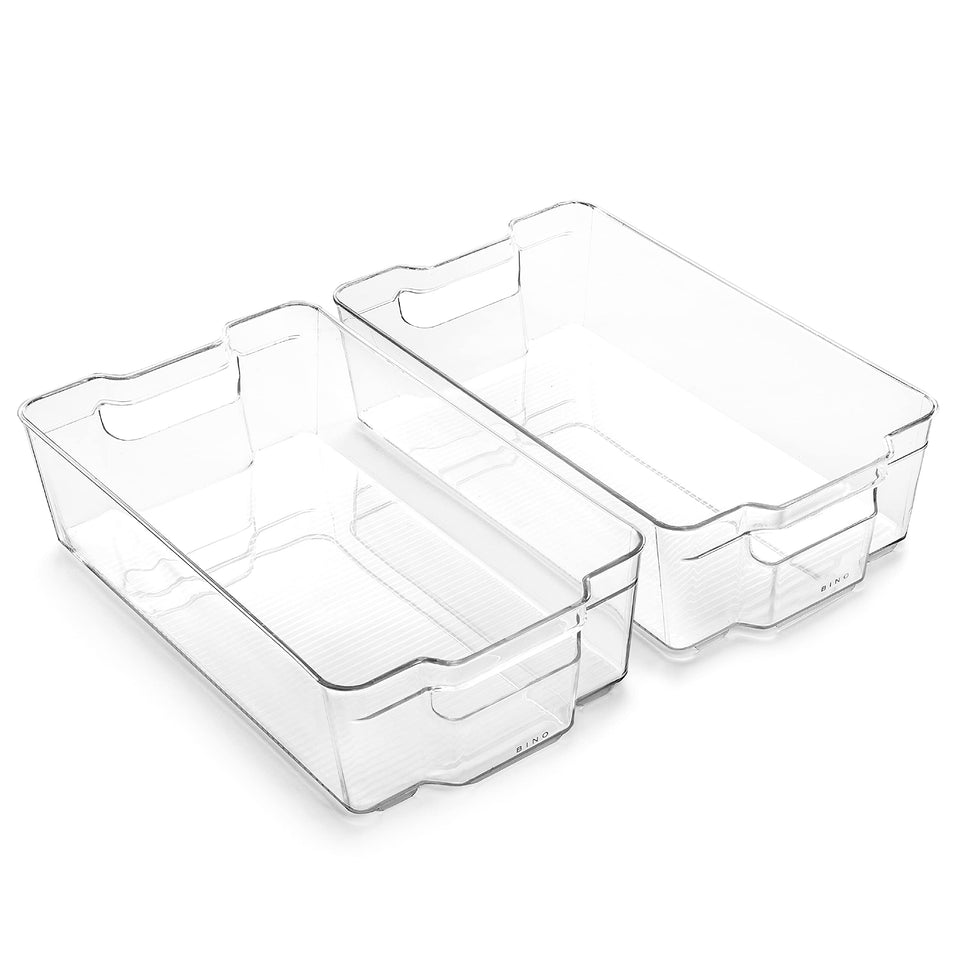 BINO XL stackable storage bins for organized pantry and fridge.