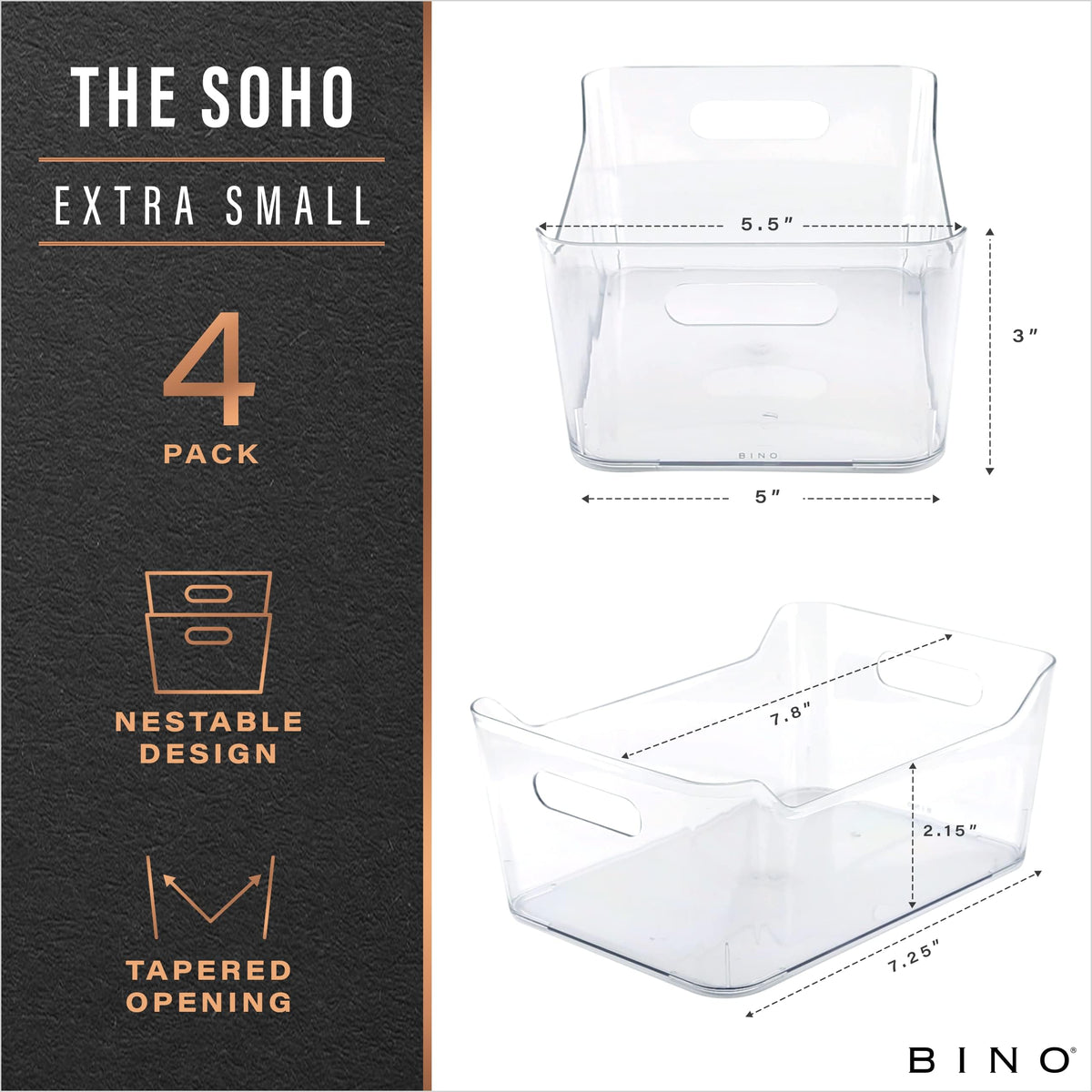 BINO x-small clear fridge bin for quick item identification