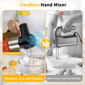 binROC cordless hand mixer 7-speed digital display enables precise batter control