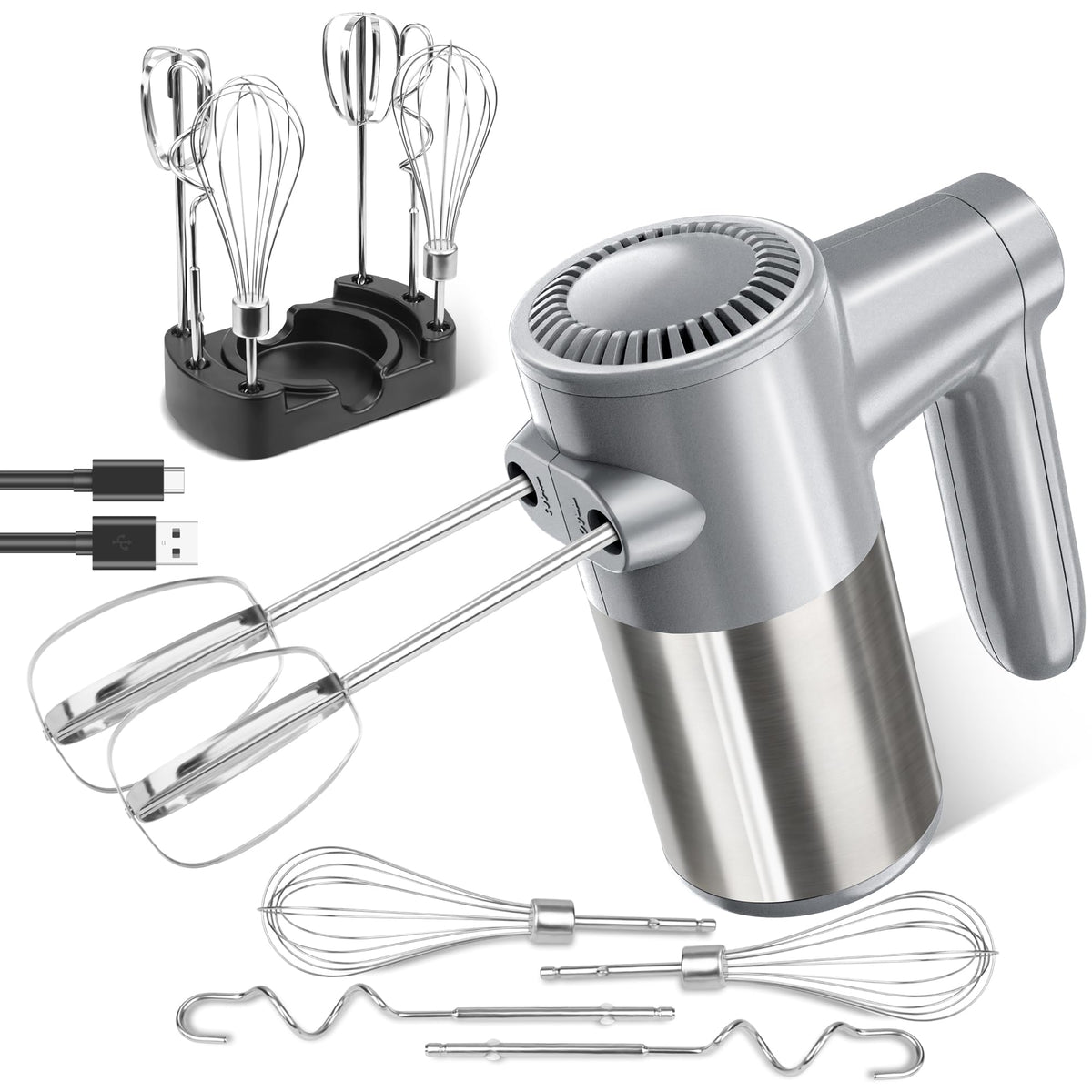 BinROC cordless hand mixer with battery charging for cord-free flexibility.