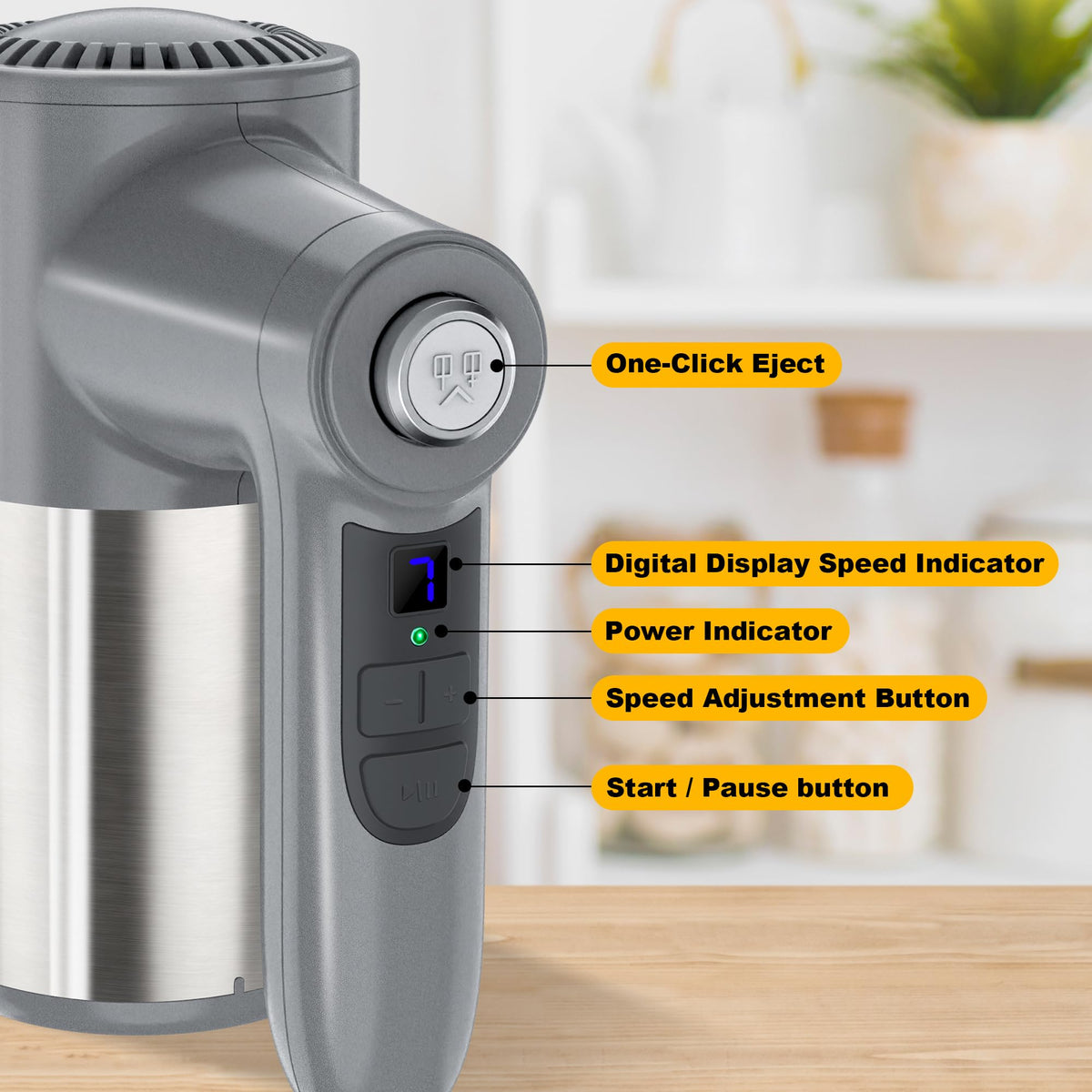 BinROC cordless hand mixer with lightweight ergonomic body for comfortable handling.
