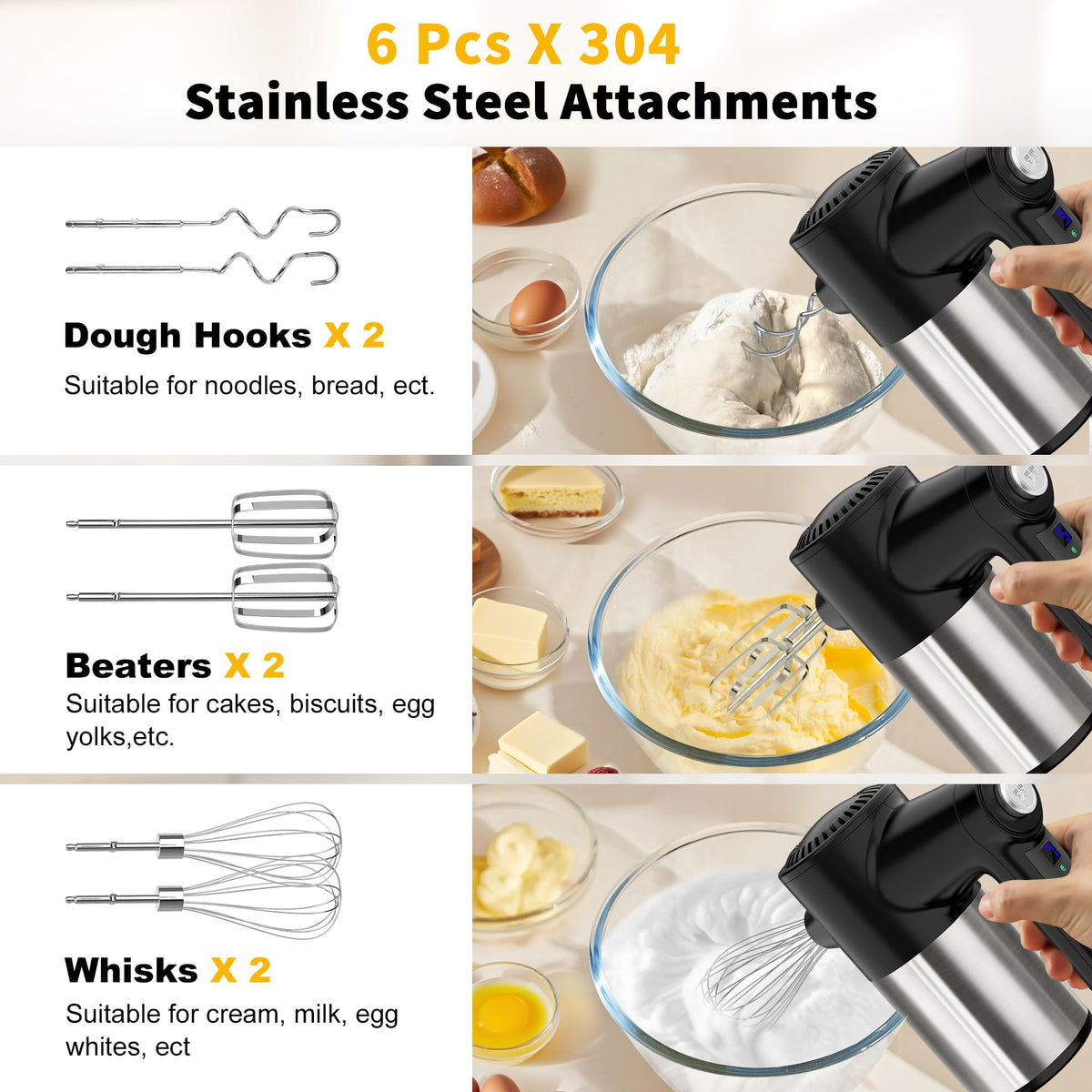 binROC six stainless steel attachments offer versatile mixing options