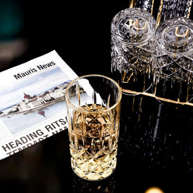 Binsakao highball glasses crystal-clear surface showcases beverages beautifully.