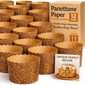 BIOL paska mold 12-pack with brown design for festive bread presentation
