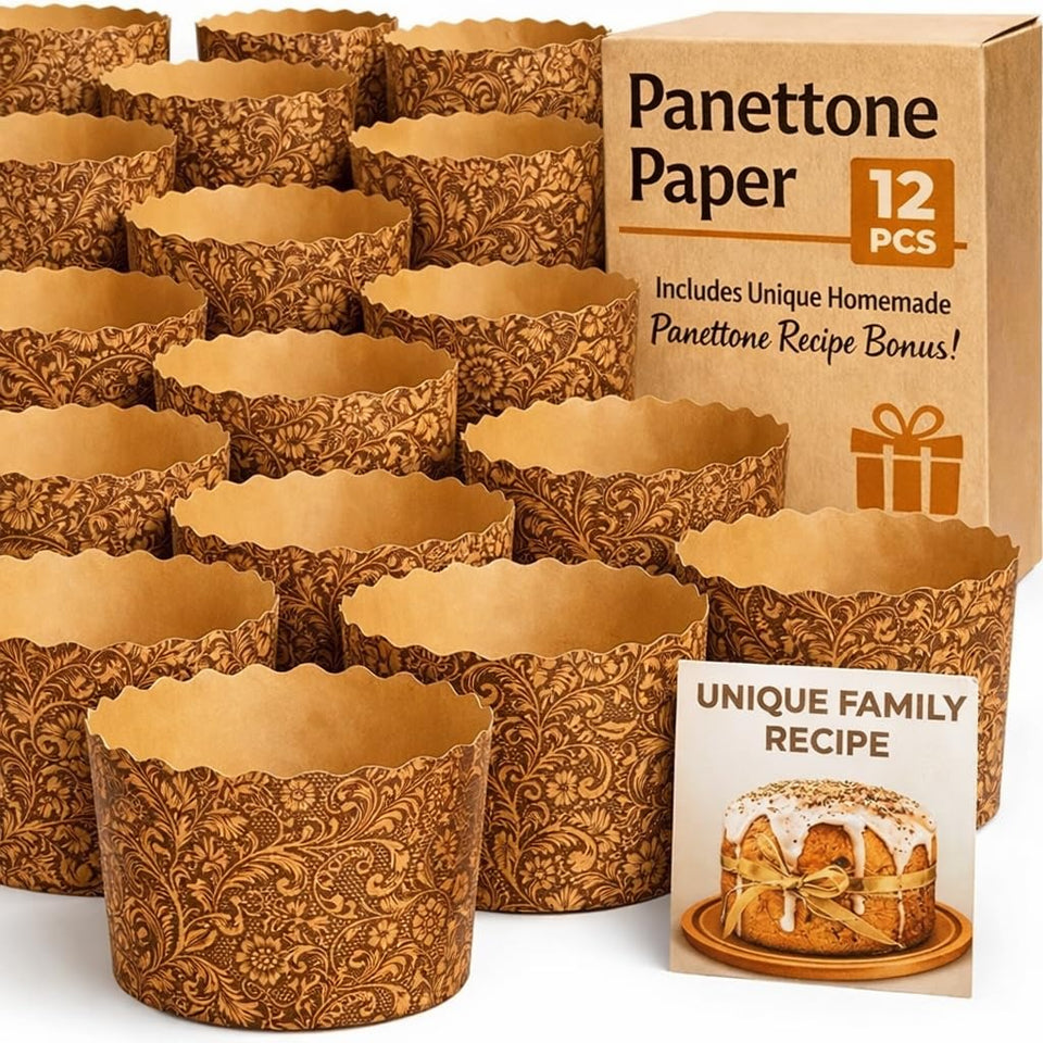 BIOL paska mold 12-pack with brown design for festive bread presentation